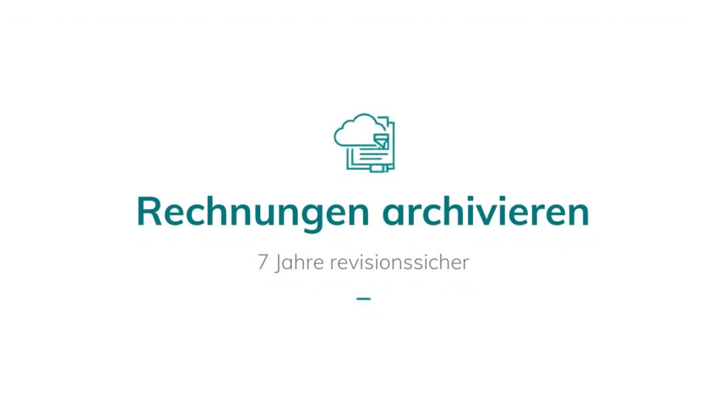 Rechnungen revisionssicher archivieren: 7 Jahre – und warum PDF auf der Festplatte nicht genügt 1 Cloud- und Dokumentensymbol für die revisionssichere Archivierung von Rechnungen